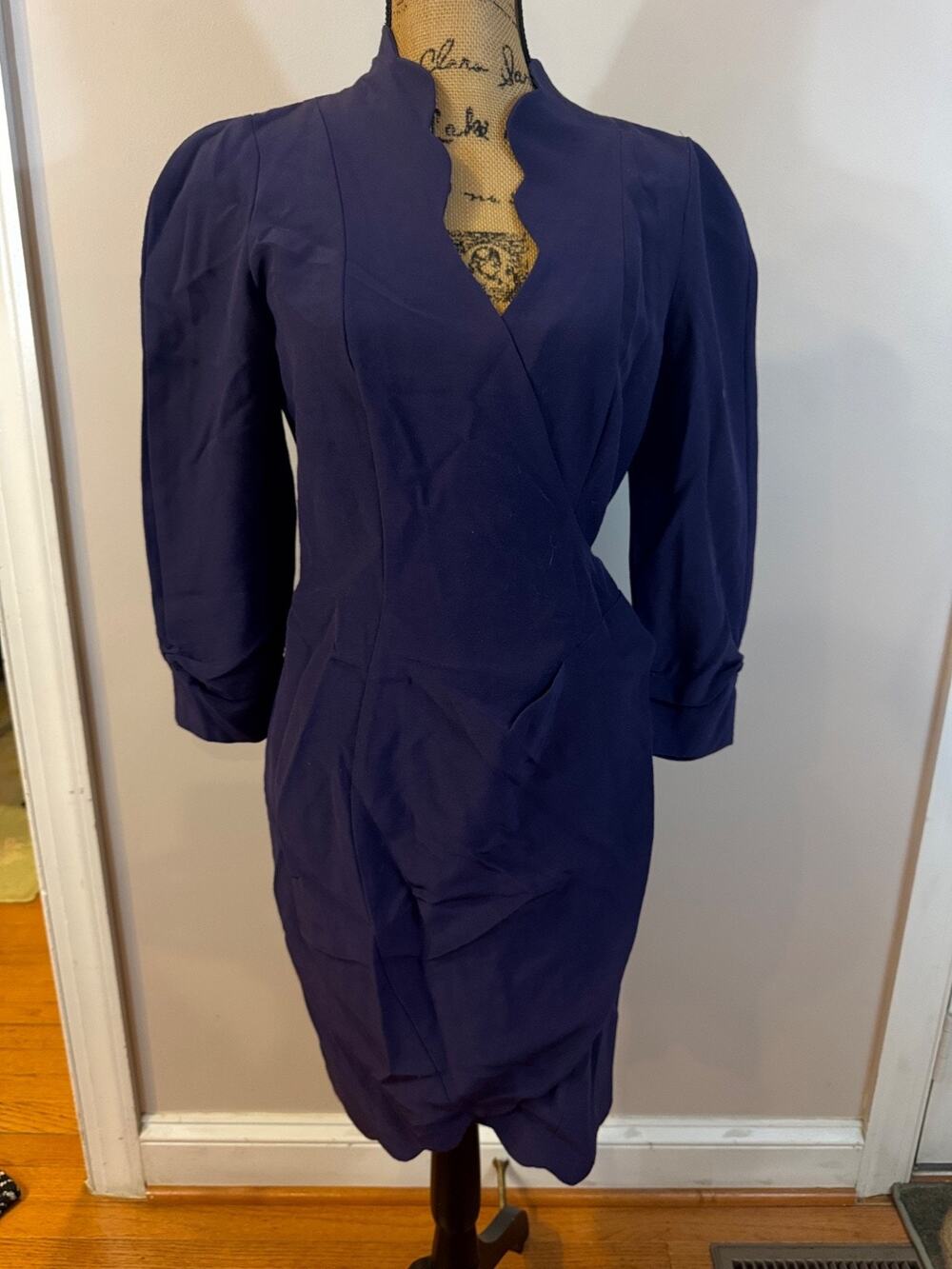 Vtg THIERRY MUGLER ACTIV purple wrap DRESS 44 (dr300